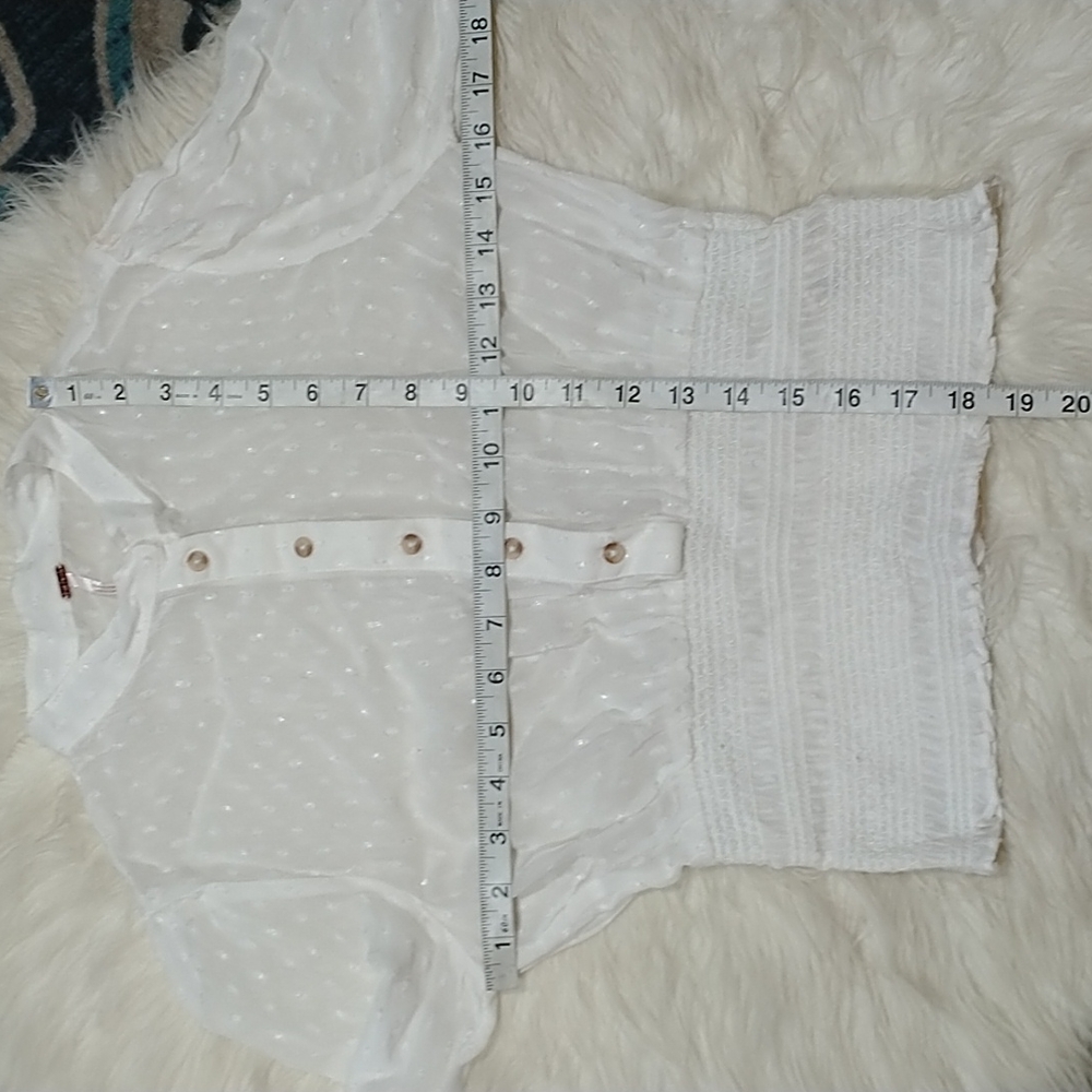 Free People white sheer long sleeve blouse top XS - Picture 7 of 11